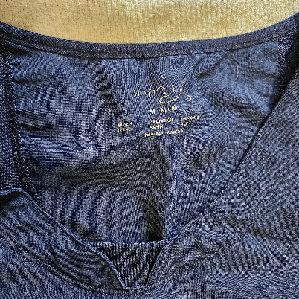 Cherokee Infinity Navy Blue Scrub Set Medium Top & Petite Medium Pants Nice Set - Picture 6 of 13